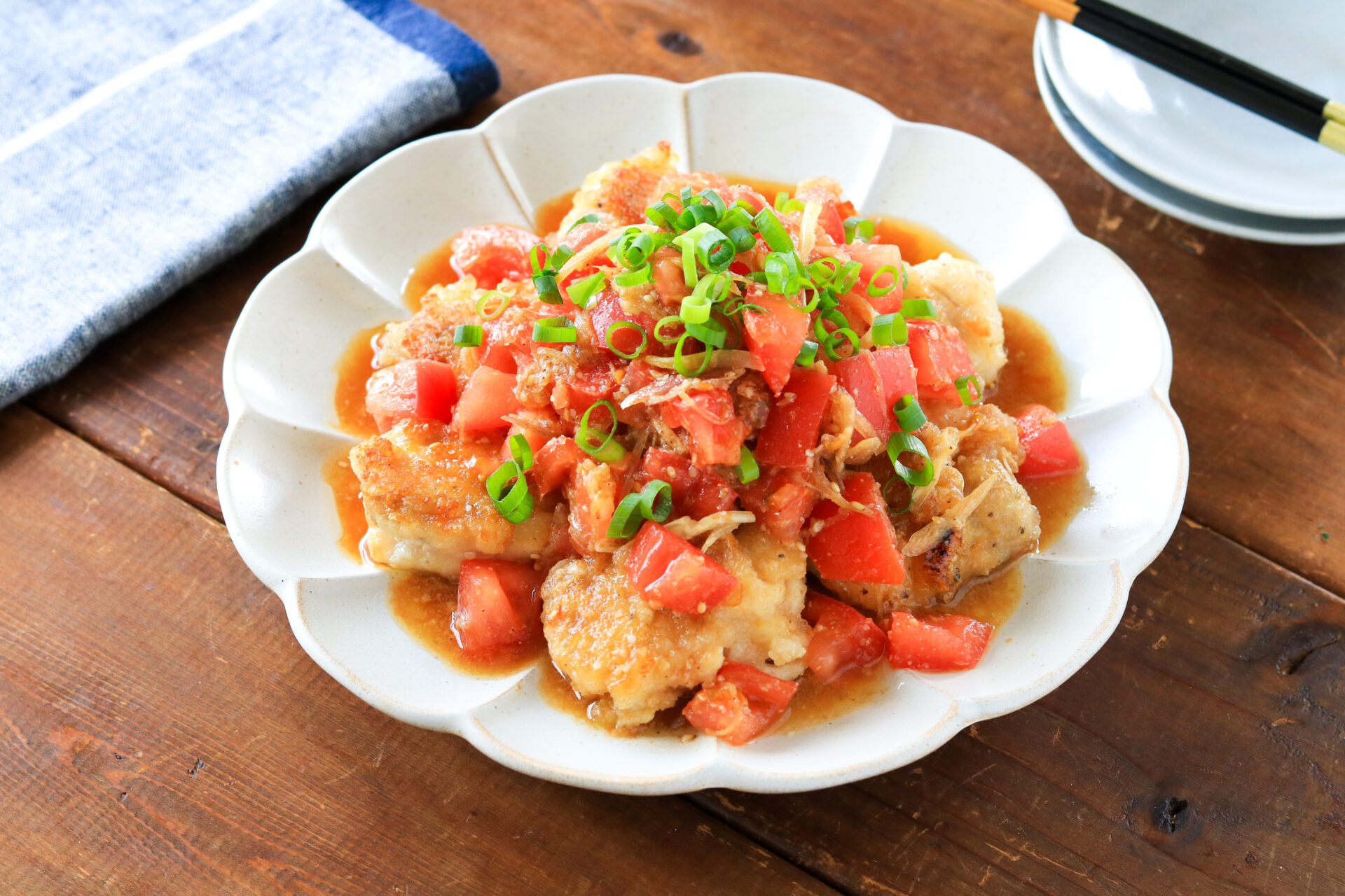 『鶏肉のトマトとみょうがだれ』